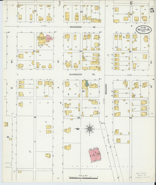 Sanborn Fire Insurance Map from Wellston, Jackson County, Ohio (1904), Sheet #0005 - Historic Sanborn Fire Insurance Map Print, vintage old map wall art, antique decor, genealogy gift, Ohio Ohio map