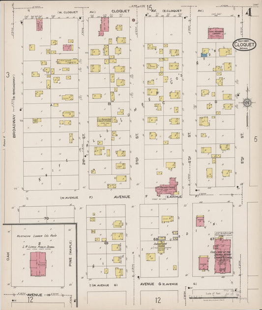 Sanborn Fire Insurance Map from Cloquet, Carlton County, Minnesota (1922), Sheet #0004 - Historic Sanborn Fire Insurance Map Print, vintage old map wall art, antique decor, genealogy gift, Minnesota Minnesota map