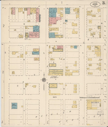 Sanborn Fire Insurance Map from Basin, Big Horn County, Wyoming (1914), Sheet #0003 - Complete Map Set gallery image, historic Sanborn map, vintage wall art, Wyoming Wyoming
