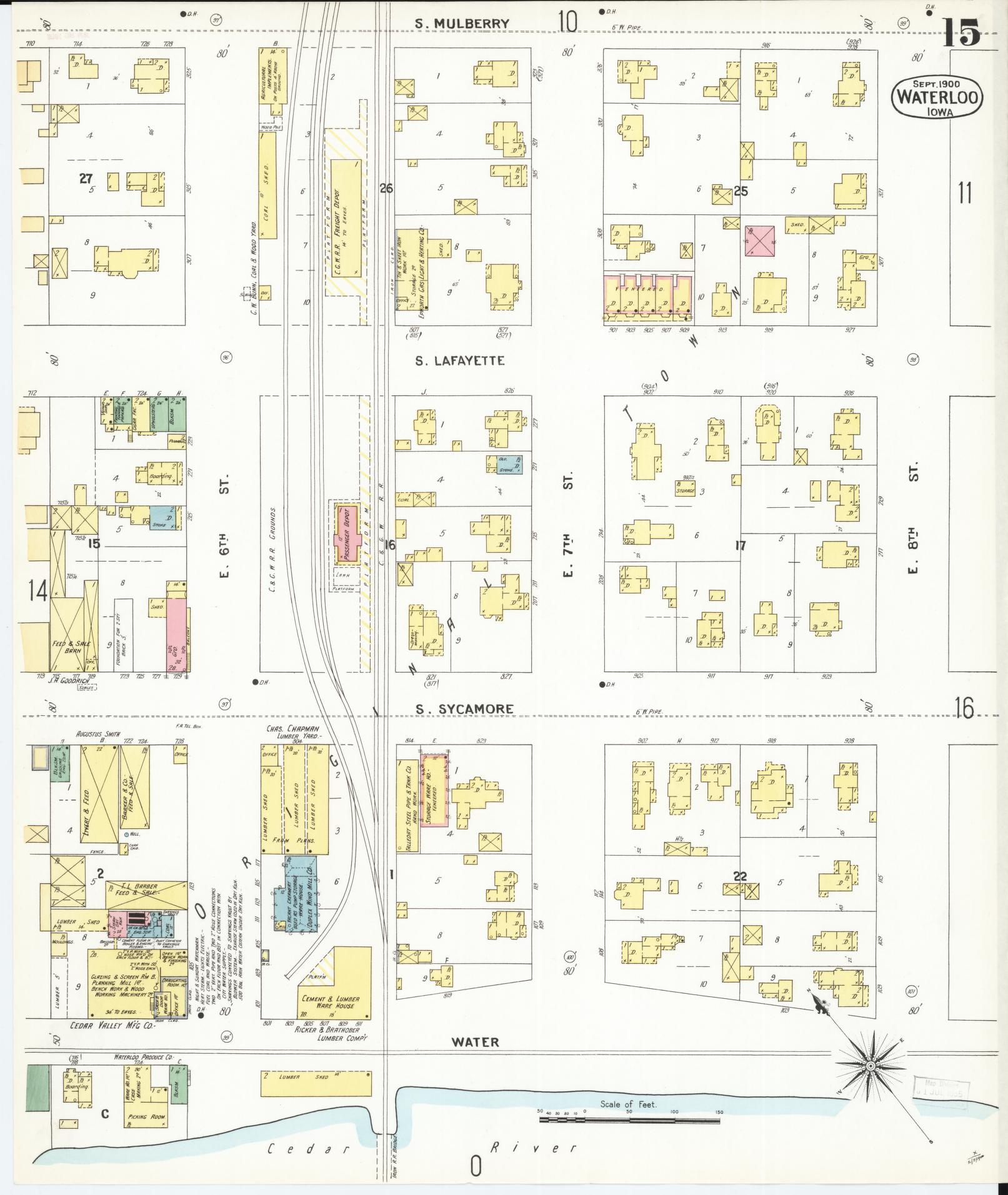 Sanborn Fire Insurance Map from Waterloo, Black Hawk County, Iowa (1900), Sheet #0015 - Historic Sanborn Fire Insurance Map Print