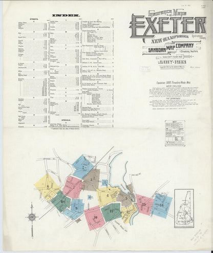 Sanborn Fire Insurance Map from Exeter, Rockingham County, New Hampshire (1913), Sheet #0001 - Complete Map Set gallery image, historic Sanborn map, vintage wall art, New Hampshire New Hampshire
