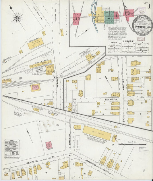 Sanborn Fire Insurance Map from Pemberton, Burlington County, New Jersey. (1905) – Historic Sanborn Fire Insurance Map Print