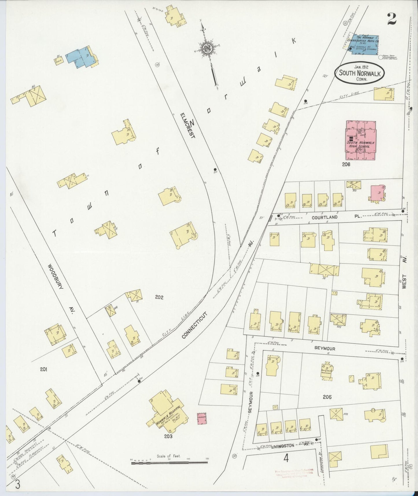 Sanborn Fire Insurance Map from South Norwalk, Fairfield County, Connecticut (1912), Sheet #0002 - Complete Map Set gallery image, historic Sanborn map, vintage wall art, Connecticut Connecticut