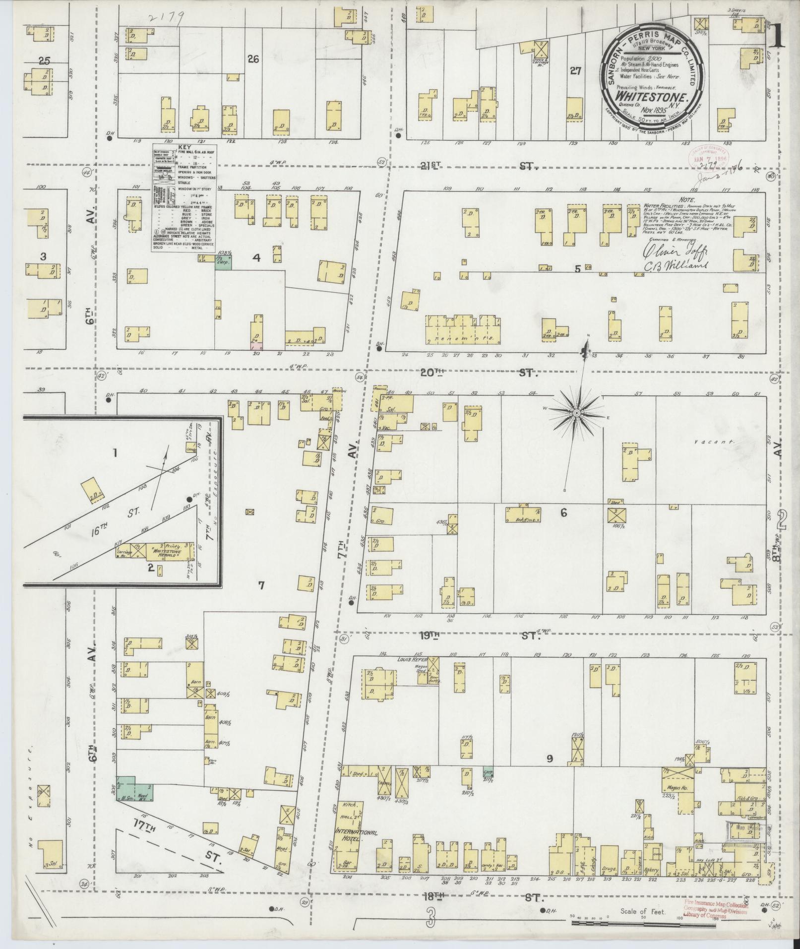 Sanborn Fire Insurance Map from Whitestone, Queens County, New York (1895), Sheet #0001 - Complete Map Set gallery image, historic Sanborn map, vintage wall art, New York New York