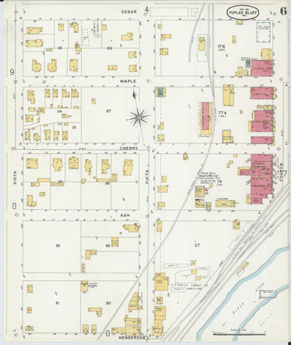 Sanborn Fire Insurance Map from Poplar Bluff, Butler County, Missouri (1901), Sheet #0006 - Complete Map Set gallery image, historic Sanborn map, vintage wall art, Missouri Missouri