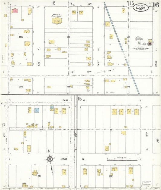 Sanborn Fire Insurance Map from Colton, San Bernardino County, California (1911), Sheet #0016 - Historic Sanborn Fire Insurance Map Print, vintage old map wall art, antique decor, genealogy gift, California California map