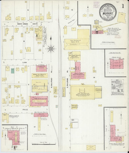 Sanborn Fire Insurance Map from Murray, Calloway County, Kentucky (1907), Sheet #0001 - Complete Map Set gallery image, historic Sanborn map, vintage wall art, Kentucky Kentucky