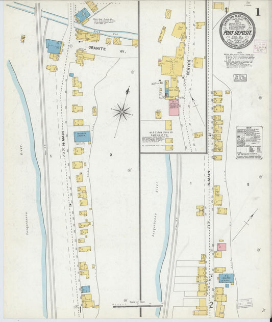 Sanborn Fire Insurance Map from Port Deposit, Cecil County, Maryland (1904), Sheet #0001 - Complete Map Set gallery image, historic Sanborn map, vintage wall art, Maryland Maryland