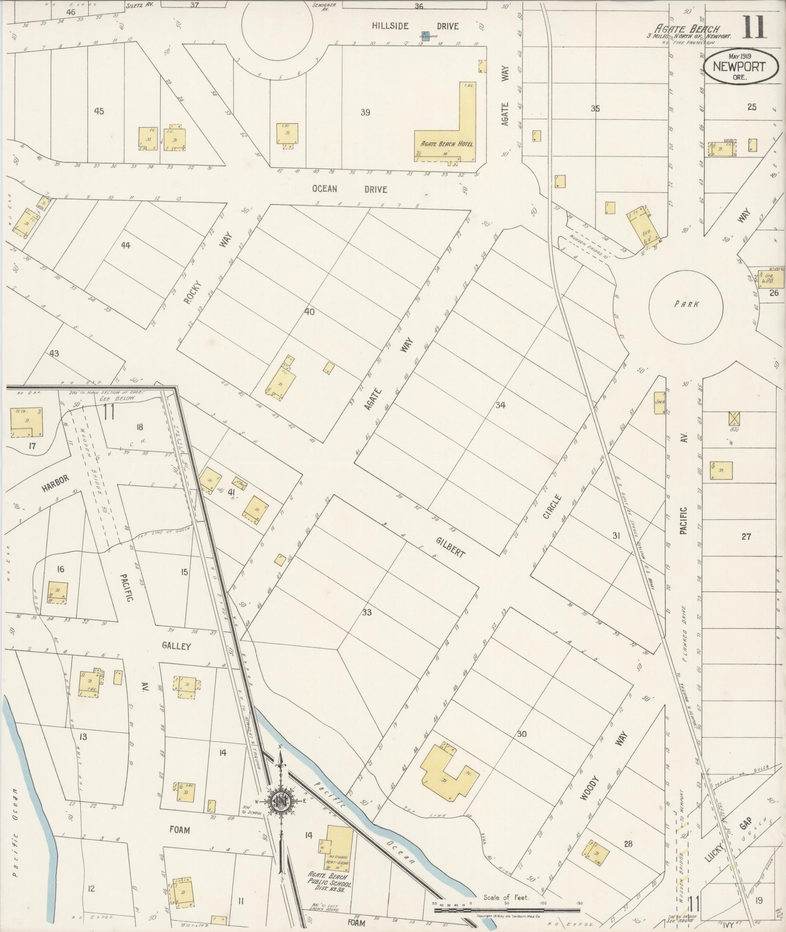 Sanborn Fire Insurance Map from Newport, Lincoln County, Oregon (1919), Sheet #0011 - Complete Map Set gallery image, historic Sanborn map, vintage wall art, Oregon Oregon