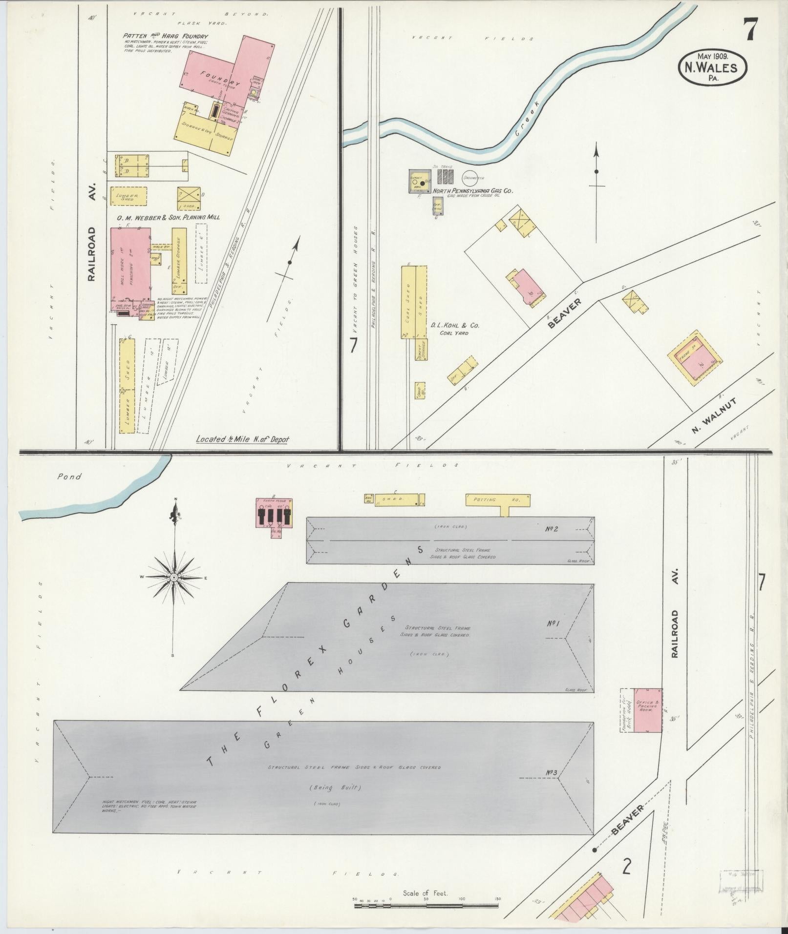 Sanborn Fire Insurance Map from North Wales, Montgomery County, Pennsylvania (1909), Sheet #0007 - Complete Map Set gallery image, historic Sanborn map, vintage wall art, Pennsylvania Pennsylvania