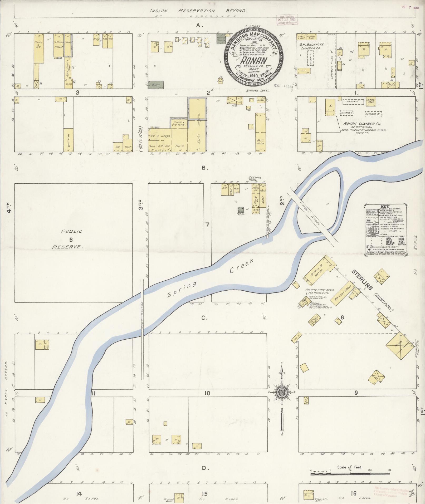 Sanborn Fire Insurance Map from Ronan, Lake County, Montana (1910), Sheet #0001 - Historic Sanborn Fire Insurance Map Print, vintage old map wall art, antique decor, genealogy gift, Montana Montana map