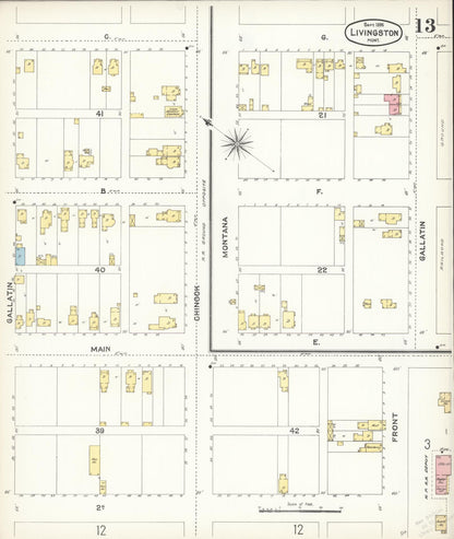 Sanborn Fire Insurance Map from Livingston, Park County, Montana (1896), Sheet #0013 - Complete Map Set gallery image, historic Sanborn map, vintage wall art, Montana Montana