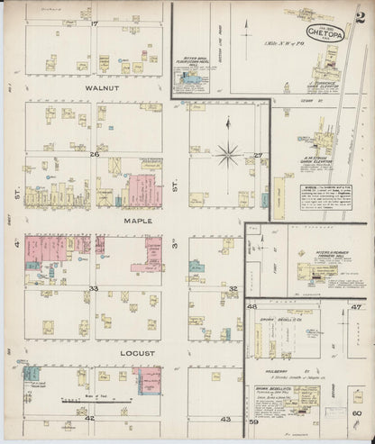Sanborn Fire Insurance Map from Chetopa, Labette County, Kansas (1885), Sheet #0002 - Complete Map Set gallery image, historic Sanborn map, vintage wall art, Kansas Kansas