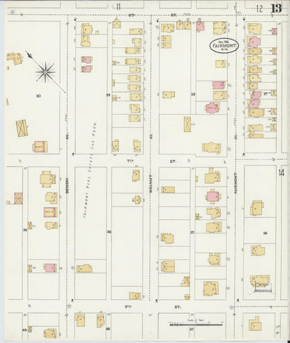 Sanborn Fire Insurance Map from Fairmont, Marion County, West Virginia (1906), Sheet #0013 - Complete Map Set gallery image, historic Sanborn map, vintage wall art, West Virginia West Virginia
