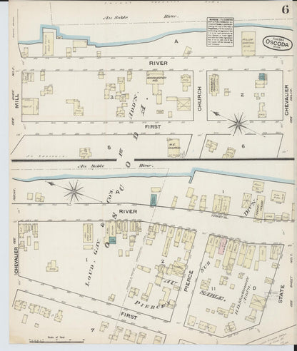 Sanborn Fire Insurance Map from Oscoda, Iosco County, Michigan (1884), Sheet #0006 - Historic Sanborn Fire Insurance Map Print, vintage old map wall art, antique decor, genealogy gift, Michigan Michigan map