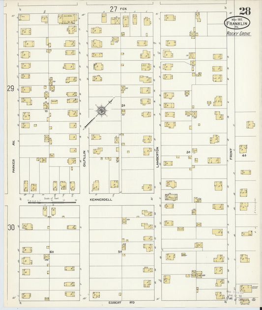 Sanborn Fire Insurance Map from Franklin, Venango County, Pennsylvania (1912), Sheet #0028 - Historic Sanborn Fire Insurance Map Print, vintage old map wall art, antique decor, genealogy gift, Pennsylvania Pennsylvania map