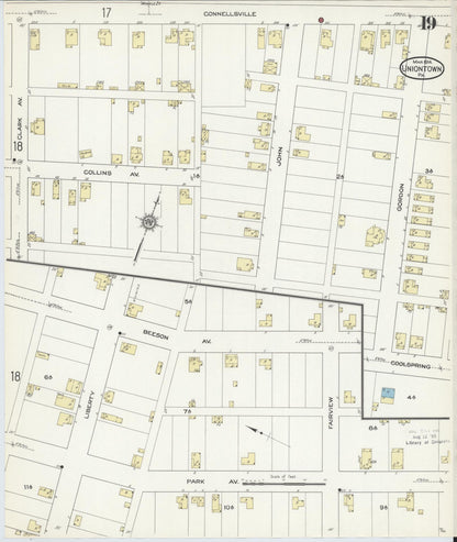 Sanborn Fire Insurance Map from Uniontown, Fayette County, Pennsylvania (1914), Sheet #0019 - Complete Map Set gallery image, historic Sanborn map, vintage wall art, Pennsylvania Pennsylvania