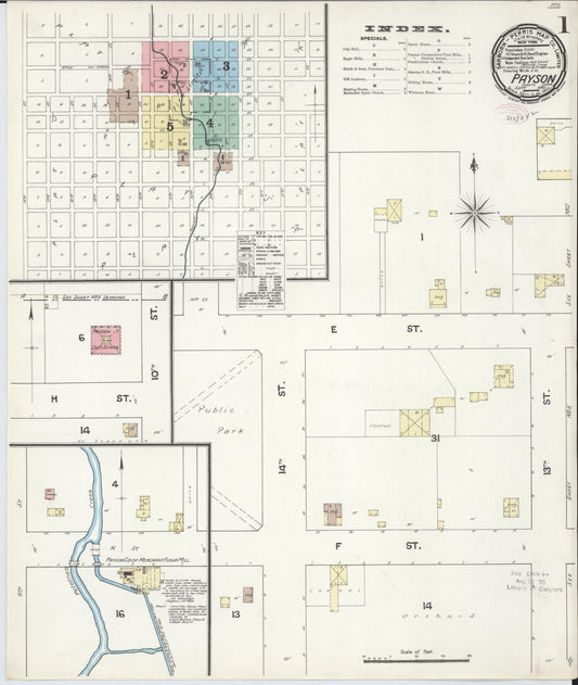Sanborn Fire Insurance Map from Payson, Utah County, Utah (1890), Sheet #0001 - Complete Map Set gallery image, historic Sanborn map, vintage wall art, Payson Utah
