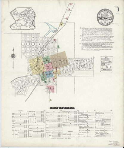 Sanborn Fire Insurance Map from Sweetwater, Nolan County, Texas (1914), Sheet #0001 - Complete Map Set gallery image, historic Sanborn map, vintage wall art, Texas Texas