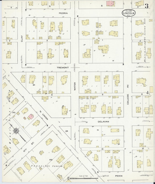 Sanborn Fire Insurance Map from Lincoln, Logan County, Illinois (1914), Sheet #0003 - Historic Sanborn Fire Insurance Map Print, vintage old map wall art, antique decor, genealogy gift, Illinois Illinois map