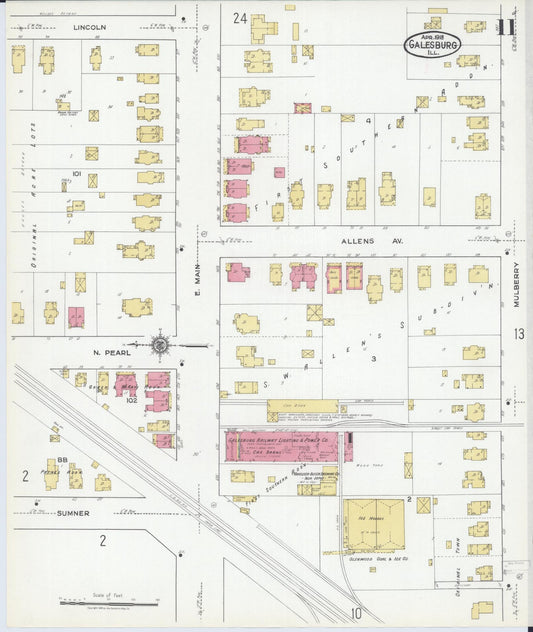 Sanborn Fire Insurance Map from Galesburg, Knox County, Illinois (1918), Sheet #0011 - Historic Sanborn Fire Insurance Map Print, vintage old map wall art, antique decor, genealogy gift, Illinois Illinois map