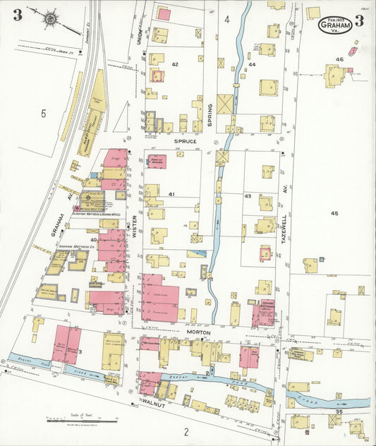 Sanborn Fire Insurance Map from Graham, Tazewell County, Virginia (1923), Sheet #0003 - Historic Sanborn Fire Insurance Map Print, vintage old map wall art, antique decor, genealogy gift, Virginia Virginia map