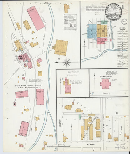 Sanborn Fire Insurance Map from Germantown, Montgomery County, Ohio (1899), Sheet #0001 - Historic Sanborn Fire Insurance Map Print, vintage old map wall art, antique decor, genealogy gift, Ohio Ohio map