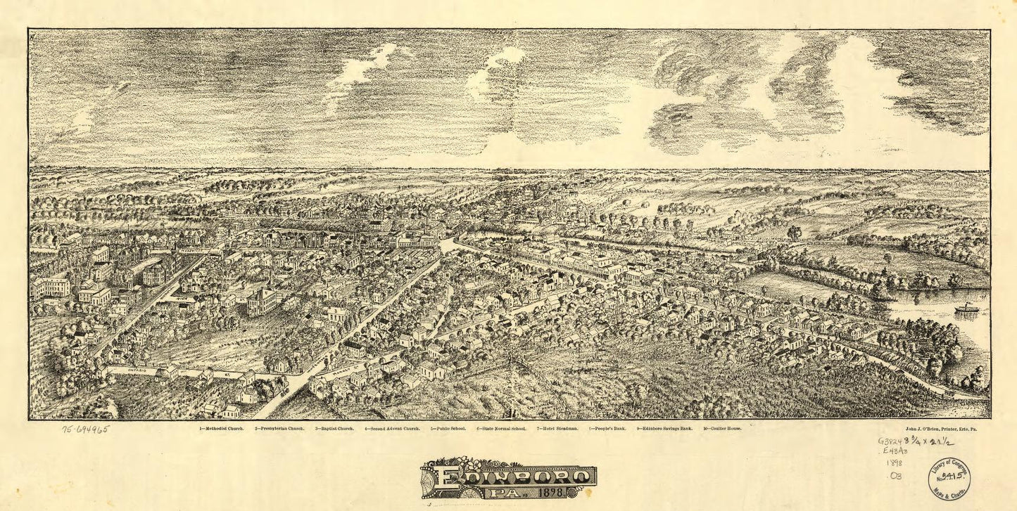 Edinboro, Pa. 1898. (1898) – Historic Bird’s-Eye View Panorama Print