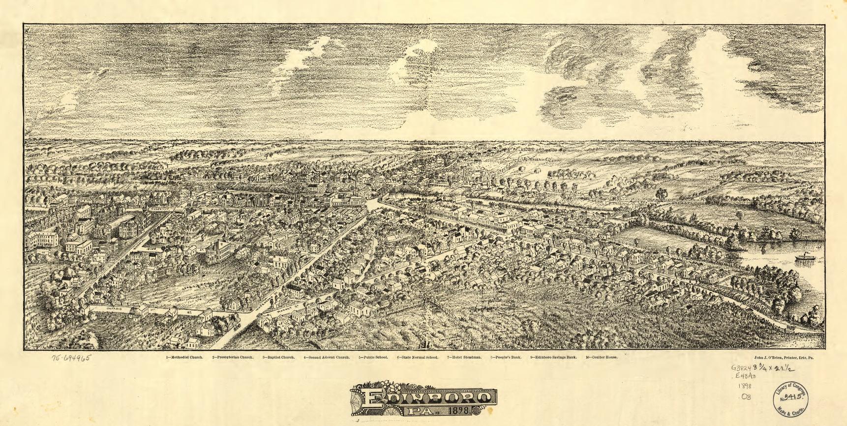 Edinboro, Pa. 1898. (1898) – Historic Bird’s-Eye View Panorama Print