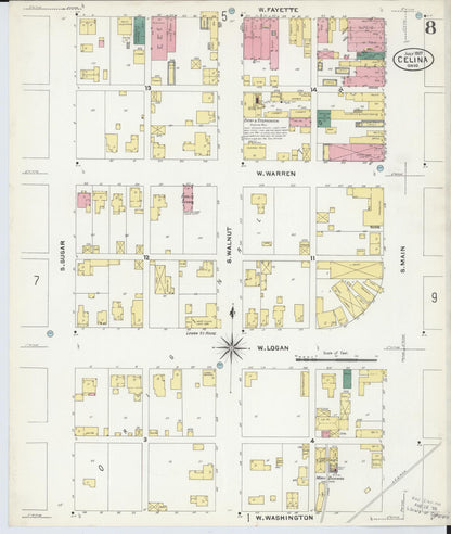 Sanborn Fire Insurance Map from Celina, Mercer County, Ohio (1907), Sheet #0008 - Historic Sanborn Fire Insurance Map Print, vintage old map wall art, antique decor, genealogy gift, Ohio Ohio map