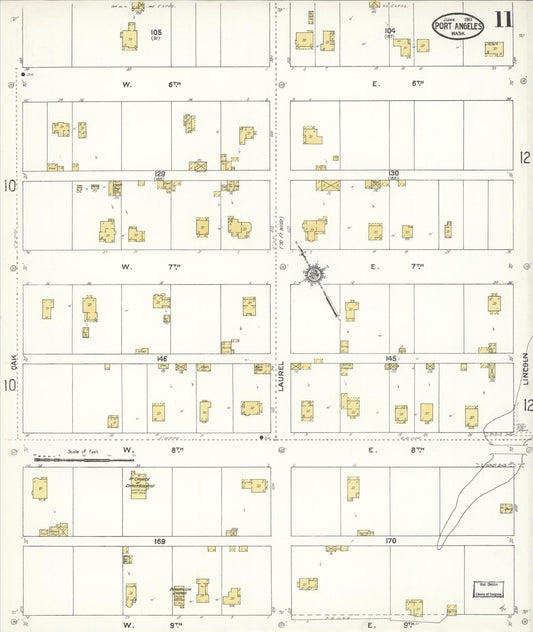 Sanborn Fire Insurance Map from Port Angeles, Clallam County, Washington (1911), Sheet #0011 - Historic Sanborn Fire Insurance Map Print, vintage old map wall art, antique decor, genealogy gift, Washington Washington map