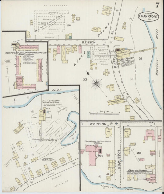 Sanborn Fire Insurance Map from Frankfort, Franklin County, Kentucky (1886), Sheet #0007 - Historic Sanborn Fire Insurance Map Print, vintage old map wall art, antique decor, genealogy gift, Kentucky Kentucky map