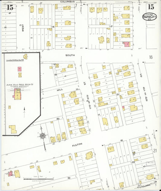 Sanborn Fire Insurance Map from Rapid City, Pennington County, South Dakota (1923), Sheet #0015 - Historic Sanborn Fire Insurance Map Print, vintage old map wall art, antique decor, genealogy gift, South Dakota South Dakota map