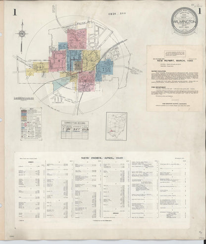 Sanborn Fire Insurance Map from Wilmington, Clinton County, Ohio (1949), Sheet #0001 - Complete Map Set gallery image, historic Sanborn map, vintage wall art, Ohio Ohio