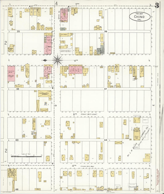 Sanborn Fire Insurance Map from Chino, San Bernardino County, California (1907), Sheet #0003 - Historic Sanborn Fire Insurance Map Print, vintage old map wall art, antique decor, genealogy gift, California California map