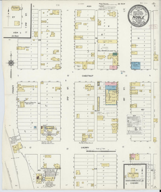 Sanborn Fire Insurance Map from Noble, Cleveland County, Oklahoma (1909), Sheet #0001 - Historic Sanborn Fire Insurance Map Print, vintage old map wall art, antique decor, genealogy gift, Oklahoma Oklahoma map