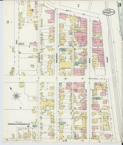 Sanborn Fire Insurance Map from Wellsville, Columbiana County, Ohio (1897), Sheet #0003 - Complete Map Set gallery image, historic Sanborn map, vintage wall art, Ohio Ohio