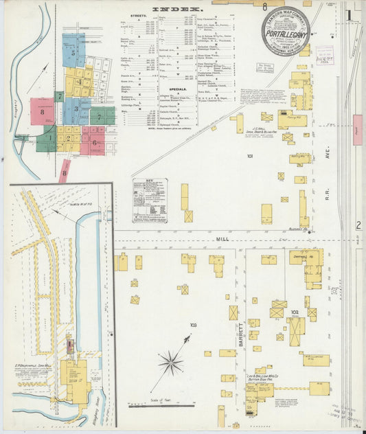 Sanborn Fire Insurance Map from Port Allegany, McKean County, Pennsylvania (1903), Sheet #0001 - Historic Sanborn Fire Insurance Map Print, vintage old map wall art, antique decor, genealogy gift, Pennsylvania Pennsylvania map