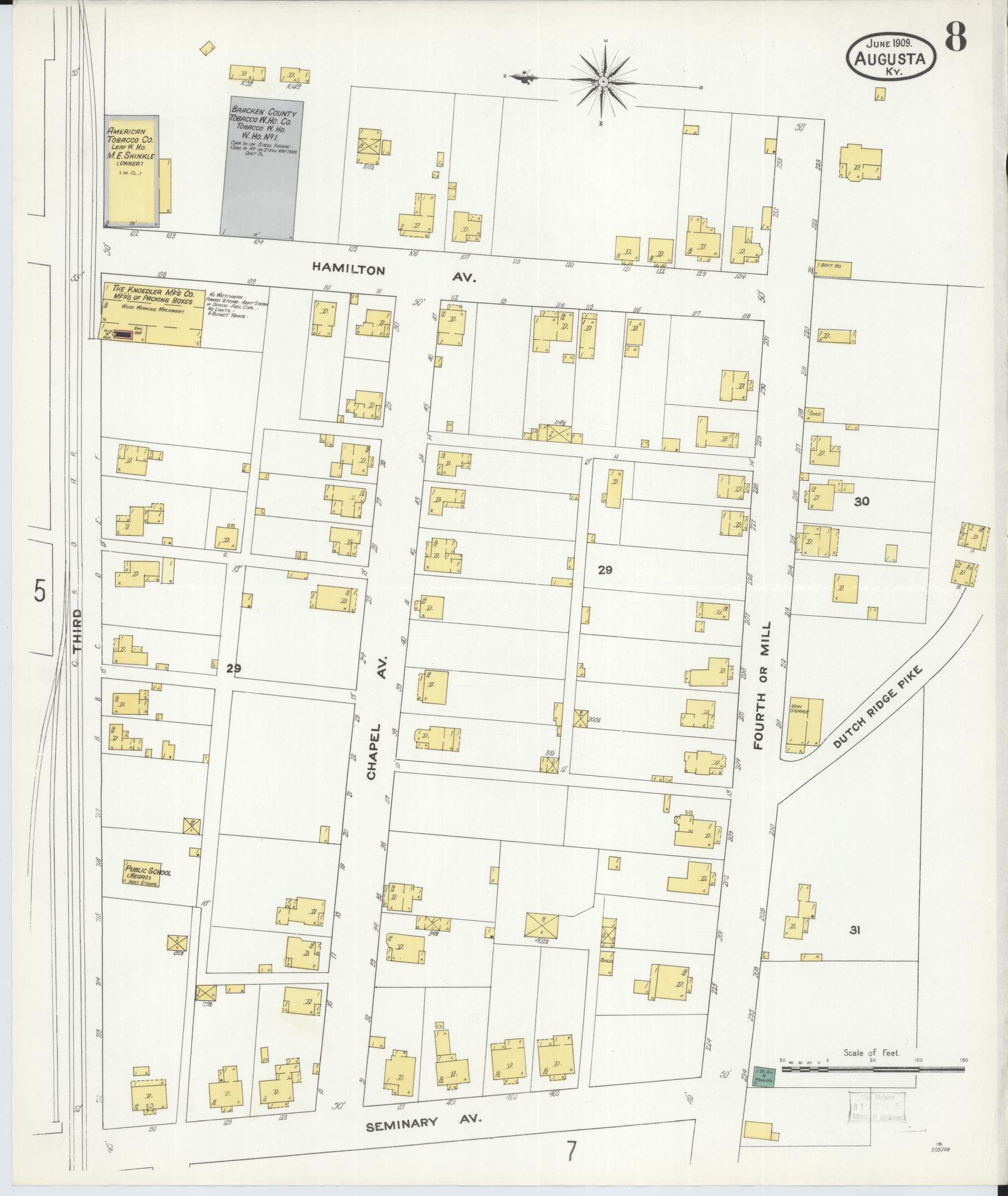 Sanborn Fire Insurance Map from Augusta, Bracken County, Kentucky (1909), Sheet #0008 - Historic Sanborn Fire Insurance Map Print, vintage old map wall art, antique decor, genealogy gift, Kentucky Kentucky map