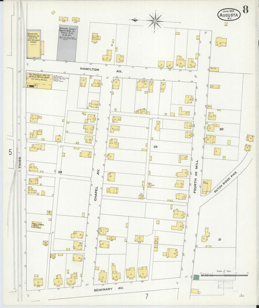Sanborn Fire Insurance Map from Augusta, Bracken County, Kentucky (1909), Sheet #0008 - Historic Sanborn Fire Insurance Map Print, vintage old map wall art, antique decor, genealogy gift, Kentucky Kentucky map