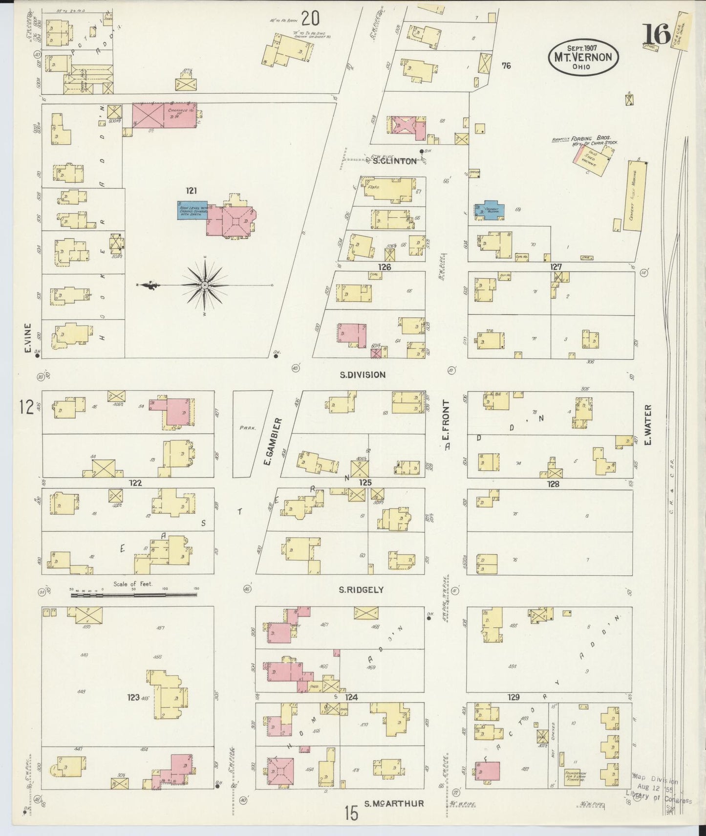 Sanborn Fire Insurance Map from Mount Vernon, Knox County, Ohio (1907), Sheet #0016 - Complete Map Set gallery image, historic Sanborn map, vintage wall art, Ohio Ohio