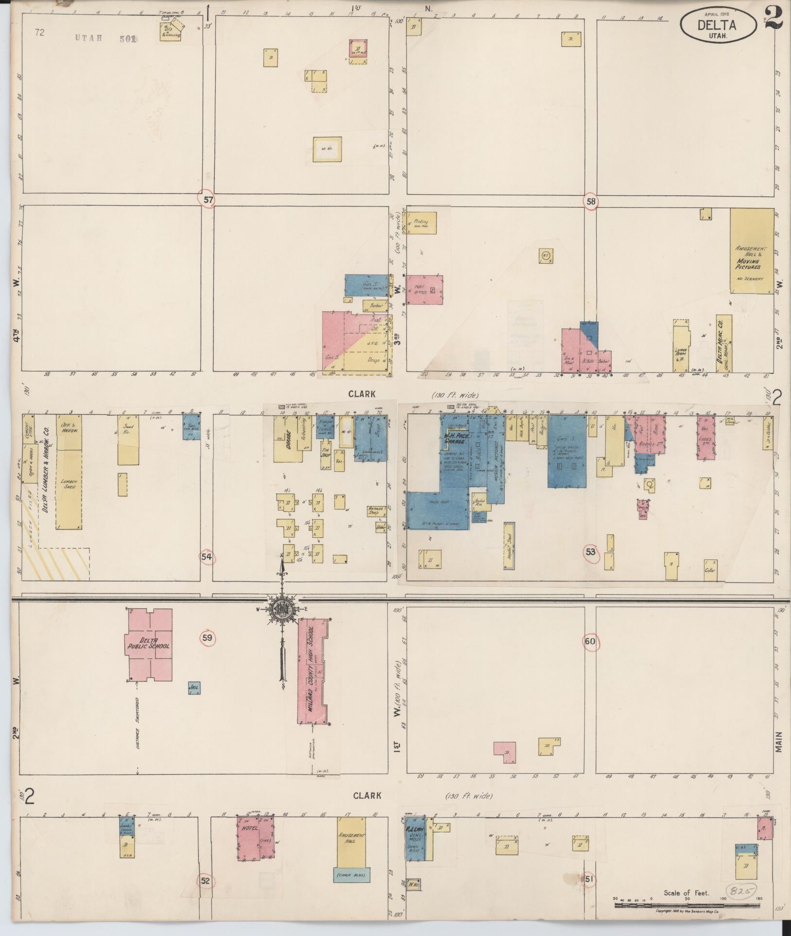 Sanborn Fire Insurance Map from Delta, Millard County, Utah (1923), Sheet #0002 - Historic Sanborn Fire Insurance Map Print, vintage old map wall art, antique decor, genealogy gift, Utah Utah map