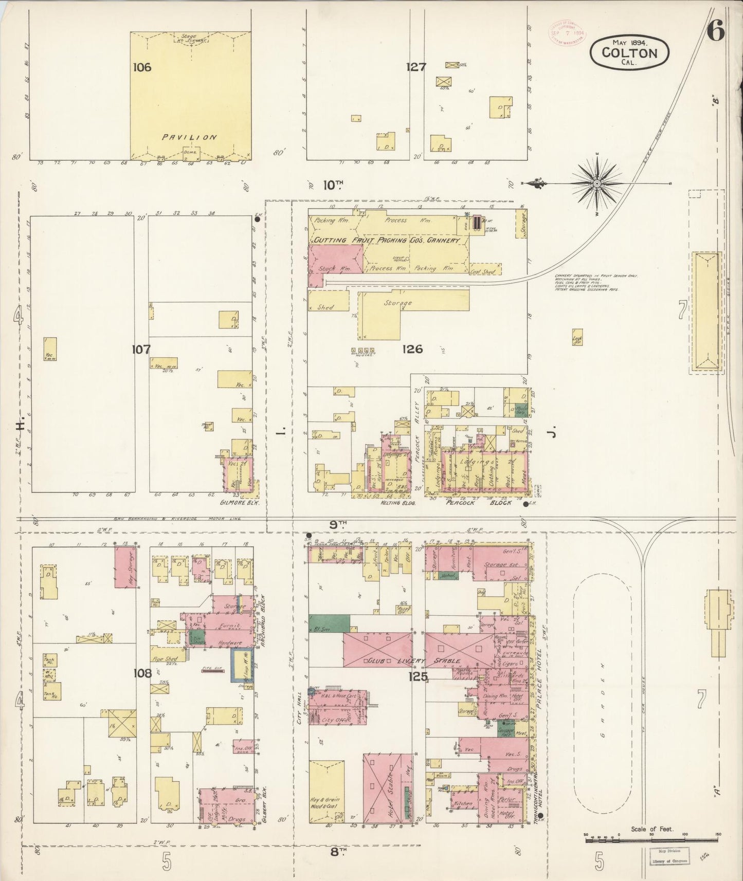 Sanborn Fire Insurance Map from Colton, San Bernardino County, California (1894), Sheet #0006 - Complete Map Set gallery image, historic Sanborn map, vintage wall art, California California