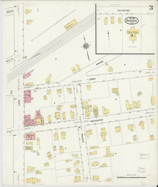 Sanborn Fire Insurance Map from Bergen, Genesee County, New York (1910), Sheet #0003 - Historic Sanborn Fire Insurance Map Print, vintage old map wall art, antique decor, genealogy gift, New York New York map
