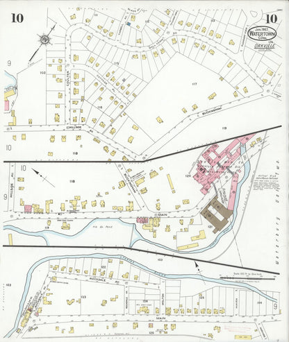 Sanborn Fire Insurance Map from Watertown, Litchfield County, Connecticut (1927), Sheet #0010 - Complete Map Set gallery image, historic Sanborn map, vintage wall art, Connecticut Connecticut