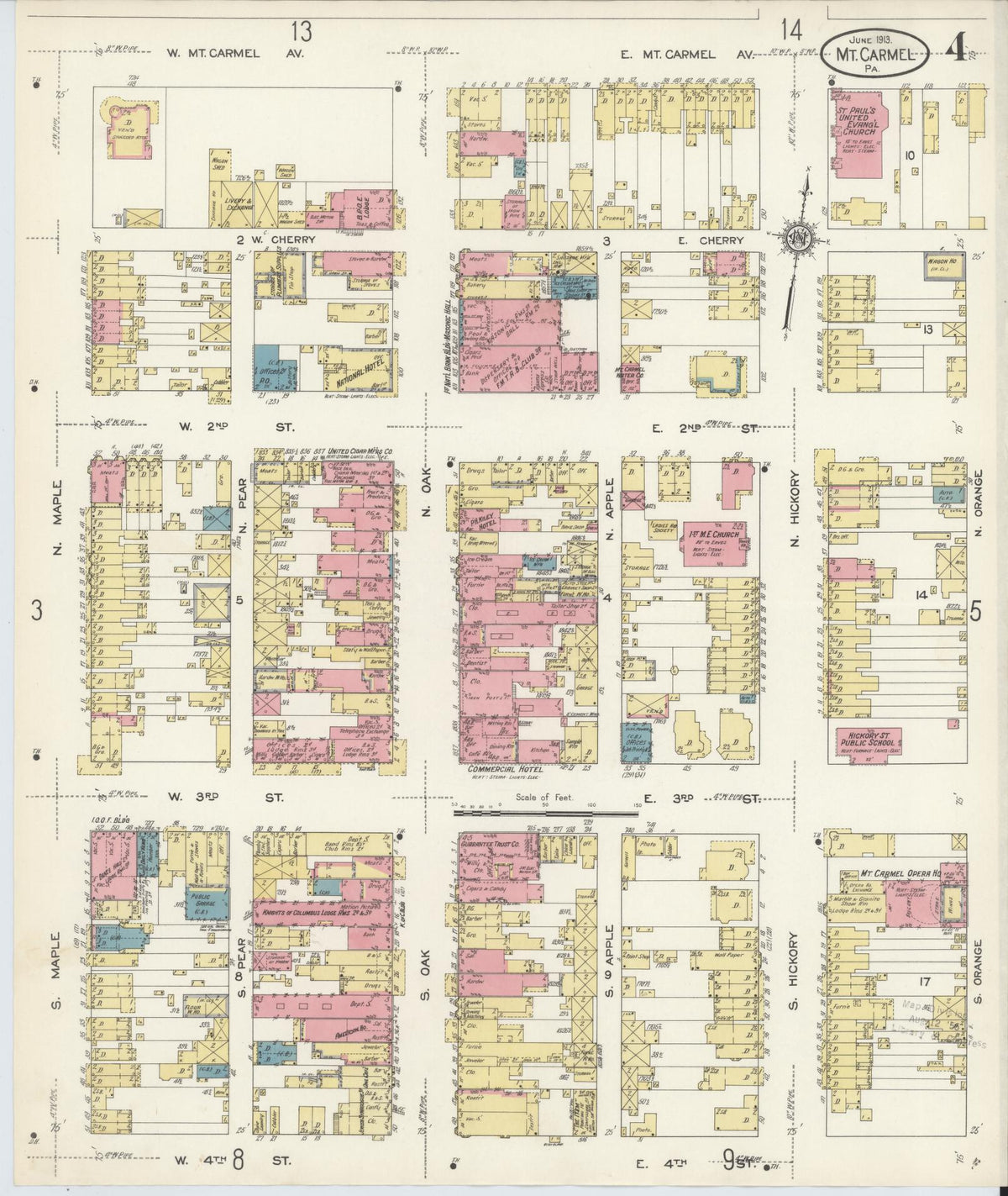 Sanborn Fire Insurance Map from Mount Carmel, Northumberland County, Pennsylvania (1913), Sheet #0004 - Complete Map Set gallery image, historic Sanborn map, vintage wall art, Pennsylvania Pennsylvania