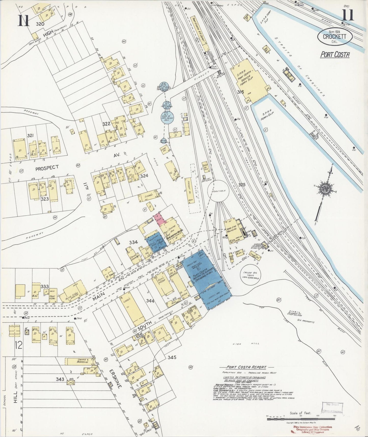 Sanborn Fire Insurance Map from Crockett, Contra Costa County, California (1924), Sheet #0011 - Complete Map Set gallery image, historic Sanborn map, vintage wall art, California California