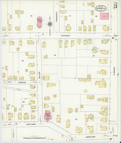 Sanborn Fire Insurance Map from Norwich, Chenango County, New York (1910), Sheet #0003 - Complete Map Set gallery image, historic Sanborn map, vintage wall art, New York New York