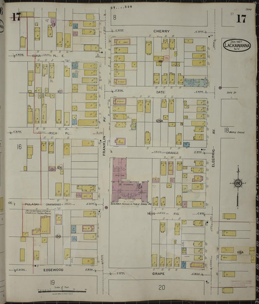 Sanborn Fire Insurance Map from Lackawanna, Erie County, New York (1950), Sheet #0017 - Historic Sanborn Fire Insurance Map Print, vintage old map wall art, antique decor, genealogy gift, New York New York map