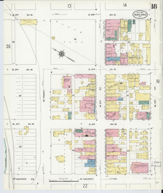 Sanborn Fire Insurance Map from Ashland, Ashland County, Wisconsin (1909), Sheet #0018 - Historic Sanborn Fire Insurance Map Print, vintage old map wall art, antique decor, genealogy gift, Wisconsin Wisconsin map